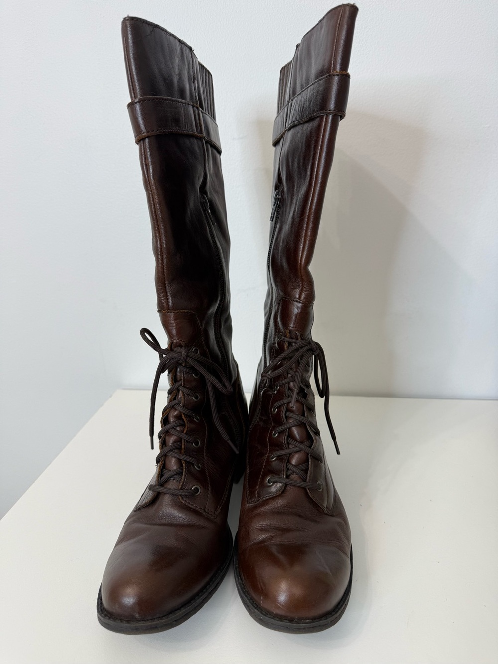 B.O.C. Born Concept Brown Leather Military Style Knee High Boot Women's Size 9 - Picture 4 of 15